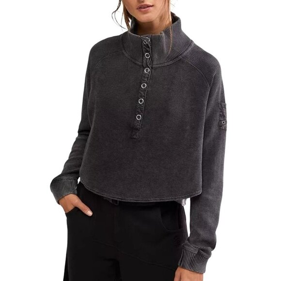 Free People So Fly Henley Size Large NWT Cropped Top Button Neck - Picture 1 of 8